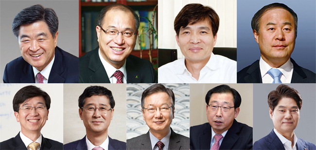실적 향상 이끈 전문경영인 9인 (위 왼쪽부터) 권오갑 현대중공업지주 대표이사 부회장. 공기영 현대건설기계 대표이사 사장. 김화응 현대리바트 대표이사 사장. 전영현 삼성SDI 대표이사 사장. (아래 왼쪽부터) 박성욱 SK하이닉스 대표이사 부회장. 이윤태 삼성전기 대표이사 사장. 최성안 삼성엔지니어링 대표이사 사장. 박한우 기아자동차 대표이사 사장. 허민회 CJ ENM 대표이사 총괄 부사장.