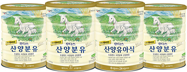 뉴질랜드의 사계절 자연방목 산양유로 만든 분유. 일반 분유에 비해 가격대가 높은 편이다. 사진 일동후디스
