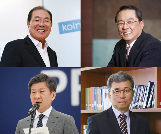 독서 경영을 하는 대표적 CEO. 윤동한 한국콜마 회장(왼쪽 상단부터 시계방향), 구자열 LS그룹 회장, 정양호 KEIT 원장, 정몽규 HDC 회장. 사진 연합뉴스
