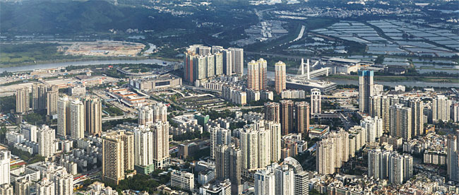 중국 광둥성의 선전 전경. 사진 블룸버그