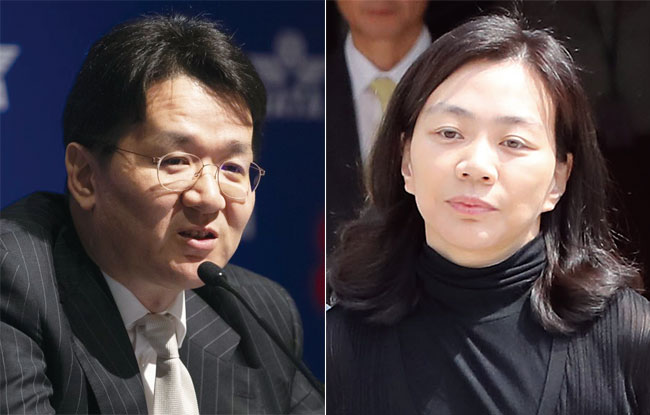 조원태(왼쪽) 한진그룹 회장과 조현아 전 대한항공 부사장이 3월 24일 열리는 지주회사 한진칼의 정기 주주총회에 사내이사 선임 안건을 놓고 주주 표 대결을 펼칠 것으로 보인다. 한진칼 주총은 2019년 12월부터 본격화한 한진가 남매의 난의 분수령이 될 전망이다. 사진 연합뉴스