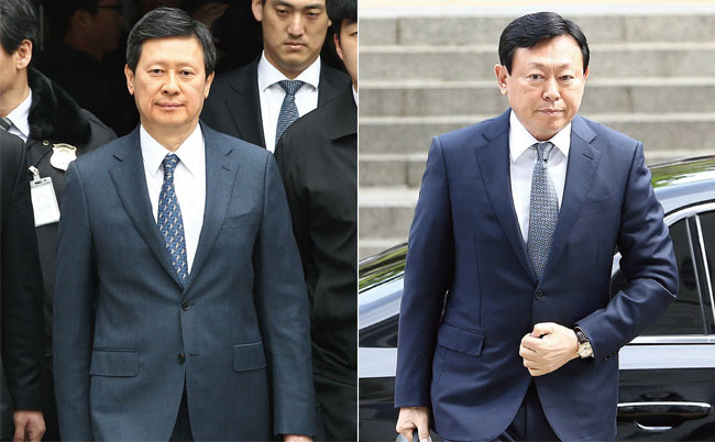왼쪽부터 신동주 SDJ코퍼레이션 회장, 신동빈 롯데그룹 회장. 사진 조선일보 DB
