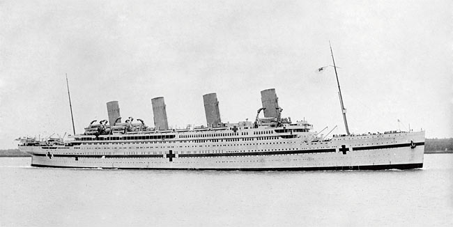 ‘브리태닉’은 여객선이었으나, 제1차 세계대전이 발발하며 징발당해 영국의 병원선으로 임무를 수행하던 중 격침됐다. 사진 위키피디아