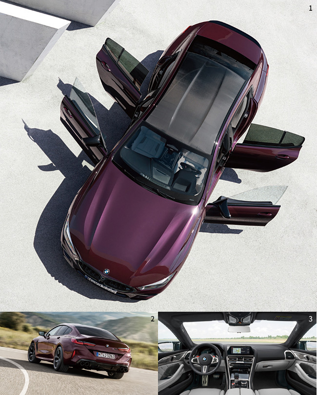 1 BMW 뉴 M8 그란 쿠페 컴페티션은 BMW의 4도어 쿠페 모델 중 가장 강력한 주행 성능을 발휘한다. 사진 BMW / 2 BMW 뉴 M8 그란 쿠페 컴페티션 뒷모습. 사진 BMW / 3 BMW 뉴 M8 그란 쿠페 컴페티션 앞좌석. 사진 BMW