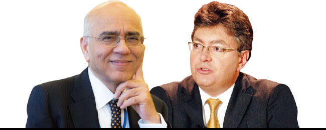 왼쪽부터 마수드 아메드(Masood Ahmed) 글로벌개발연구소장, 전 국제통화기금(IMF) 중동 및 중앙아시아 책임자 / 마우리시오 카데나스(Mauricio C´ardenas) 콜롬비아대 글로벌에너지정책센터 선임연구원, 전 콜롬비아 재정장관