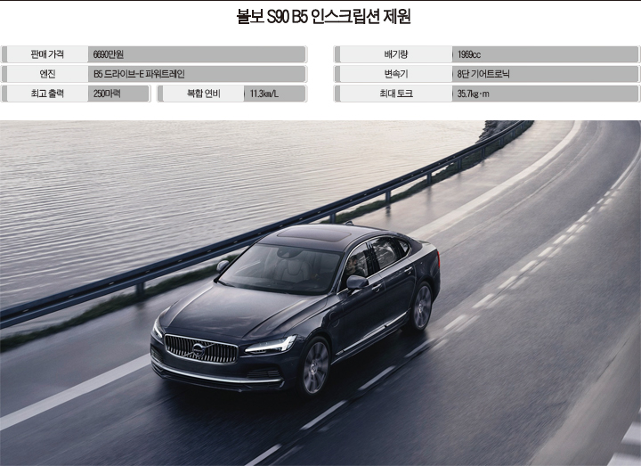 볼보 S90 B5 인스크립션은 볼보가 4년 만에 선보인 플래그십 세단 S90의 부분변경(페이스리프트) 모델이다. 사진 볼보자동차코리아