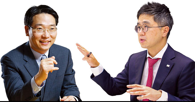왼쪽부터 김두남 삼성자산운용 ETF컨설팅 본부장(상무) 카이스트(KAIST) 금융공학 석사, 전 조흥투자신탁운용 주식운용팀 사진 삼성자산운용/김남기 미래에셋자산운용 ETF운용부문 상무 고려대 경영학, 전 삼성자산운용 매니저 사진 미래에셋자산운용
