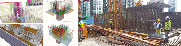 말레이시아 스타 레지던스 프로젝트의 BIM 이미지(왼쪽)와 공사 현장. 사진 삼성물산