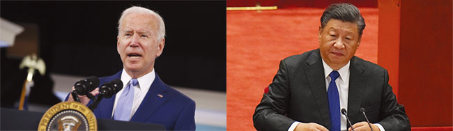 미국과 중국은 2018년부터 상대국 제품에 고율의 관세를 부과하며 이른바 ‘관세전쟁’을 벌여 왔다. 왼쪽부터 조 바이든 미국 대통령과 시진핑 중국 국가주석. 사진 AFP연합·AP연합
