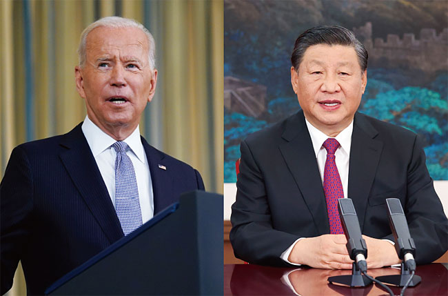 조 바이든(왼쪽) 미국 대통령과 시진핑 중국 국가주석. 연합뉴스
