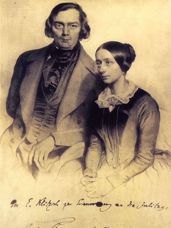 에두아르드 카이저가 그린 로베르트 슈만과 그의 아내 클라라 슈만. 사진 위키미디어
