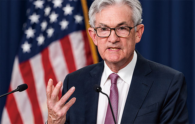 제롬 파월 미국 연방준비제도 의장이 5월 4일(현지시각) 연방공개시장위원회(FOMC) 정례회의를 마친 후 기자회견을 하고 있다. 사진 EPA연합