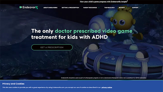 아킬리 인터랙티브의 게임형 디지털 치료제 ‘인데버Rx’. 아킬리 인터랙티브 홈페이지