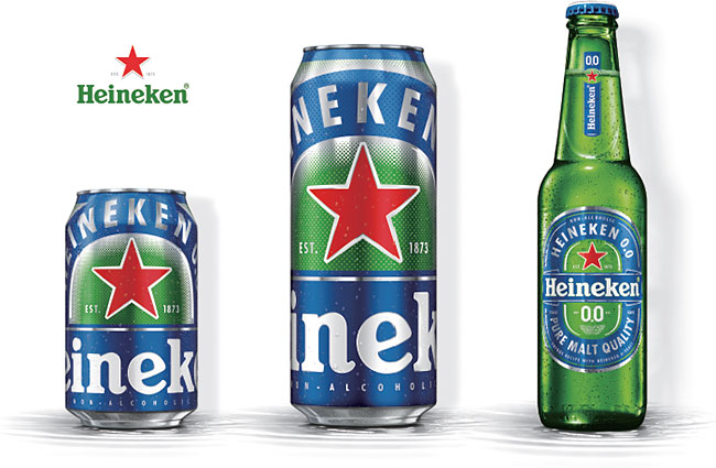 O principal produto de cerveja sem álcool da Heineken, Heineken 0.0.  Foto por Heineken
