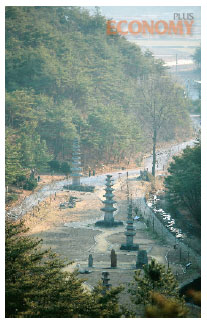 - 운주사 뜰의 탑들.