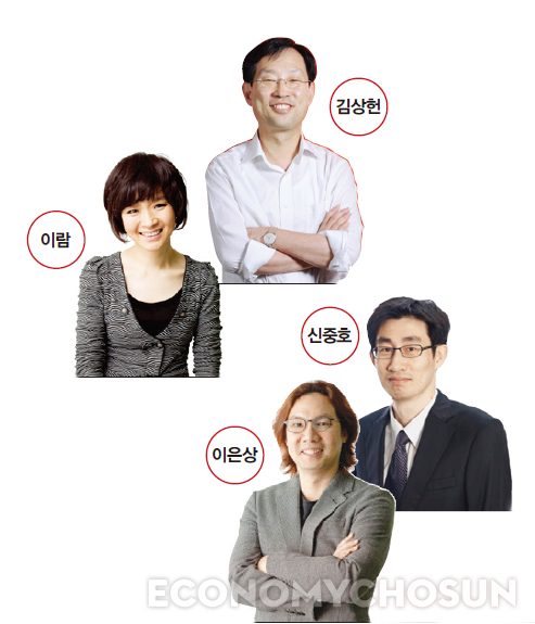 NHN이 4개 회사로 분할되면서 이들 회사를 이끌어 갈 대표이사가 내정됐다. 김상헌 NHN 대표, 이은상 한게임 대표, 이람 캠프모바일 신임 대표, 신중호 라인플러스 신임대표.
