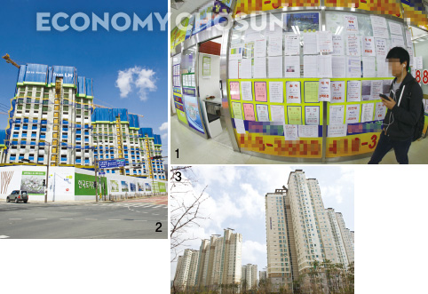 1. 4·1부동산대책 발표일 부동산중개업소가 몰려 있는 송파구 잠실동 상가 모습2. 경기 남양주 별내지구 아파트 개발 현장3. 인천 청라신도시