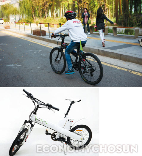 알톤스포츠가 만든 전기자전거(위). VM의 전기자전거 ‘T-바이크’.
