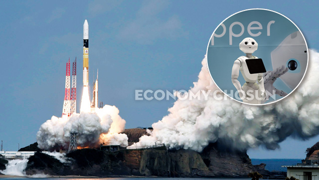 1. 일본의 소행성 탐사기 ‘하야부사2’를 탑재한 로켓이 지난해 12월3일 오후 일본 가고시마(鹿兒島)현의 로켓 발사장에서 발사되고 있다. 2. 소프트뱅크의 인간형 로봇 ‘페퍼(pepper)’