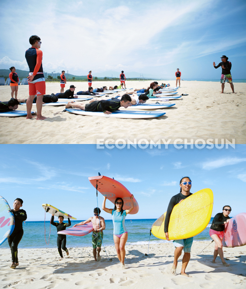 - 강원도 양양에 국내 최초 서핑 전용으로 개장한 ‘서피비치(Surfyy Beach)’는 1km의 긴 해변과 2~3m의 적당한 파고로 초보자나 중·상급자 모두 서핑을 즐길 수 있다.