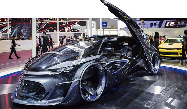 2015년 11월 중국 광저우모터쇼에서 공개된 GM 쉐보레 FNR 자율주행 콘셉트카(EV).