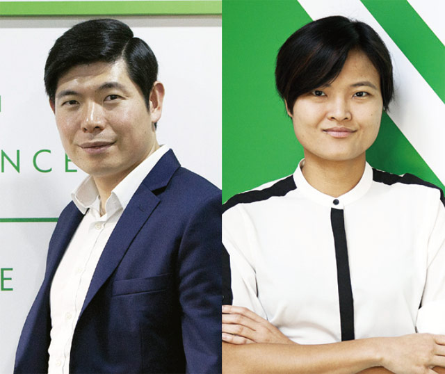 그랩 공동창업자 안소니 탄 CEO(왼쪽)와 탄 후이링 COO. <사진 : 블룸버그>
