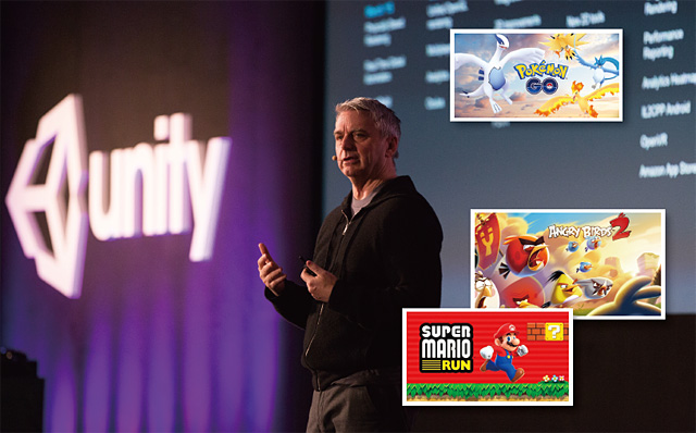 미국 샌프란시스코에서 열린 게임 개발자 콘퍼런스인 ‘GDC 2017’에서 존 리치텔로 유니티 CEO가 기조강연을 하고 있다. <사진 : 유니티>
