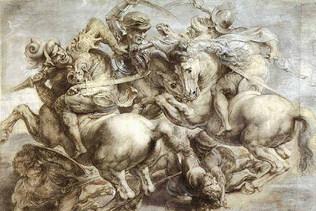 레오나르도 다빈치의 ‘앙기아리 전투’를 모사한 루벤스의 그림. <사진 : 위키피디아>