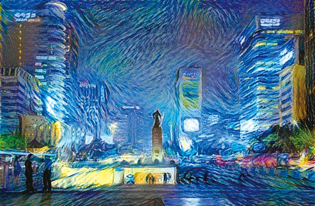 구글의 딥 드림을 활용해 그린 광화문 광장 그림. <사진 : 조선일보 DB>
