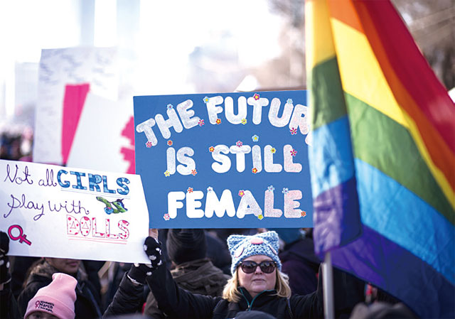지난 1월 미국 시카고에서 열린 ‘여성의 행진(Women’s March)’에 참가한 시위대. <사진 : 블룸버그>