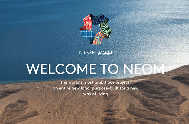사우디아라비아의 신도시 ‘네옴(Neom)’을 소개하는 인터넷 홈페이지. ‘세계에서 가장 야심 찬 프로젝트, 새로운 방식의 삶을 위해 만들어진 새로운 지역’이라고 적혀있다.