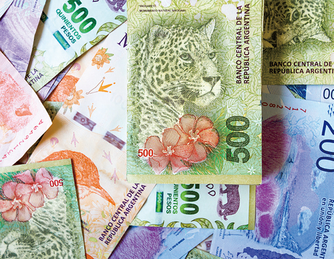 아르헨티나 페소화 지폐. 사진 블룸버그