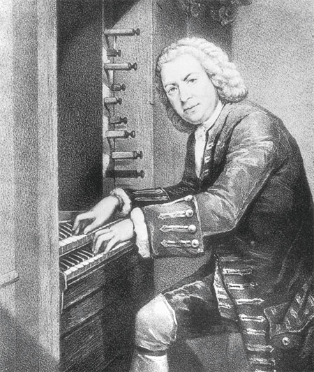 바흐가 오르간을 연주하는 모습.