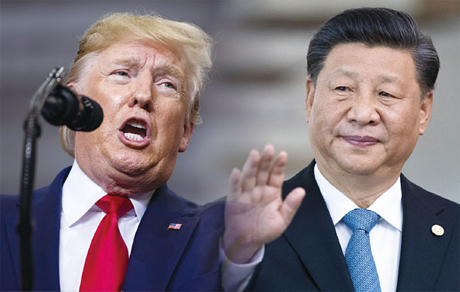 ODA 분야에서 세계 패권 경쟁을 벌이고 있는 도널드 트럼프(왼쪽) 미국 대통령과 시진핑 중국 국가주석. 사진 AP연합, 블룸버그