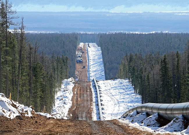 러시아 동쪽 시베리아와 중국을 잇는 천연가스관 ‘시베리아의 힘’ 건설 현장. 사진 가즈프롬