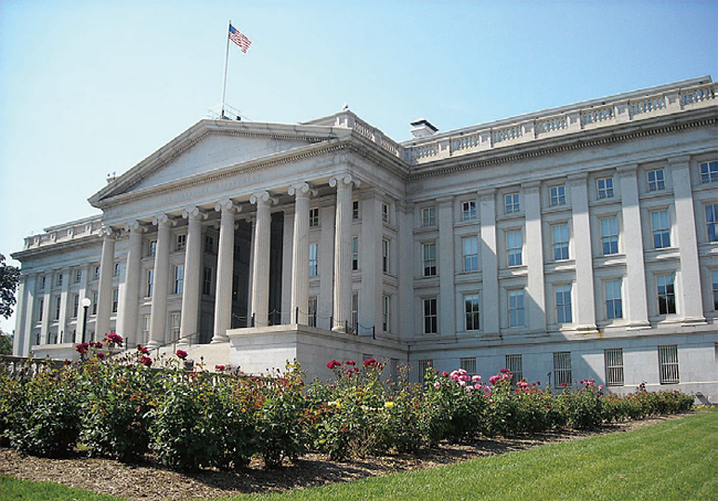 미국 워싱턴 D.C.에 있는 재무부 전경. 사진 위키미디어