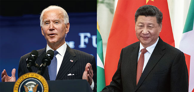 왼쪽부터 조 바이든 미국 대통령과 시진핑 중국 국가주석. 사진 연합뉴스