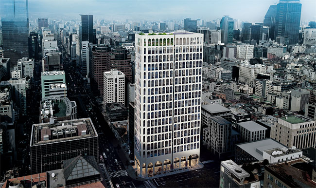 고급 주거시설 ‘루카831(조감도)’은 서울 역삼동 831-11 외 5필지 일원에 지하 7층~지상 29층, 337실로 지어진다. 사진 마스턴제67호강남원PFV