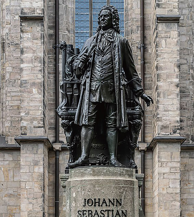 독일 라이프치히의 토머스 교회 앞에 있는 요한 제바스티안 바흐 동상. 사진 위키미디어