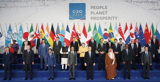 10월 30~31일 이탈리아 로마에서 열린 G20 정상회의에 참석한 정상들. 사진 연합뉴스