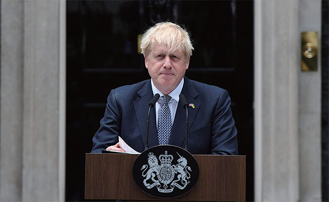 보리스 존슨 영국 총리가7월 7일 사임 연설을 하고 있다.사진 블룸버그