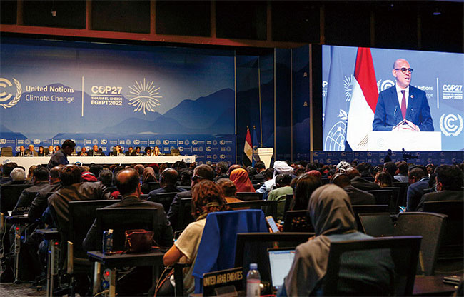 11월 6일부터 2주간 이집트에서 제27차 유엔기후변화협약 당사국총회(COP27)가 열렸다. 이번 회의는 사상 최초로 기후 변화 피해를 본 국가에 손해배상을 어떻게 할지 논의했다. 사진 유엔기후변화협약