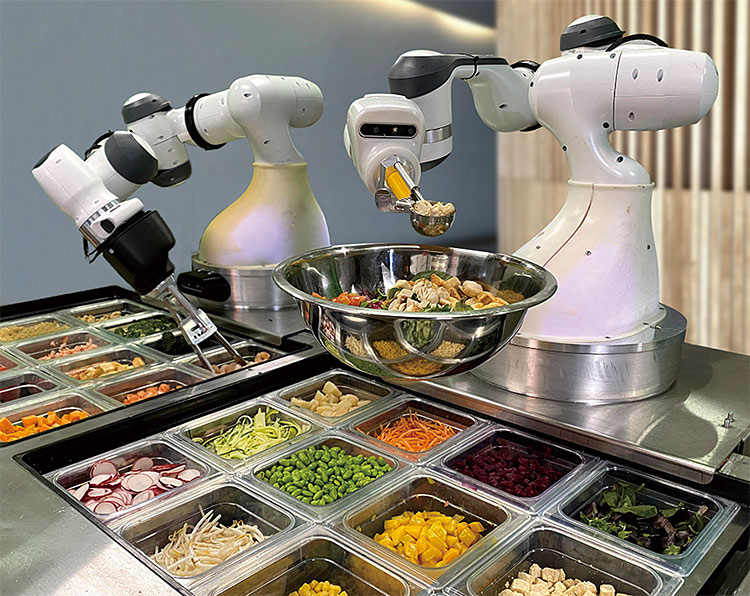 미국 보스턴의 로봇 기업인 덱사이 로보틱스가 개발한 요리 로봇 ‘알프레드’. 이제 로봇이 혼자 요리법을 터득할 길이 열렸다. 영국 케임브리지대 연구진은 비디오 영상을 보고 스스로 레시피를 파악하는 로봇을 개발했다. 사진 Dexai Robotics