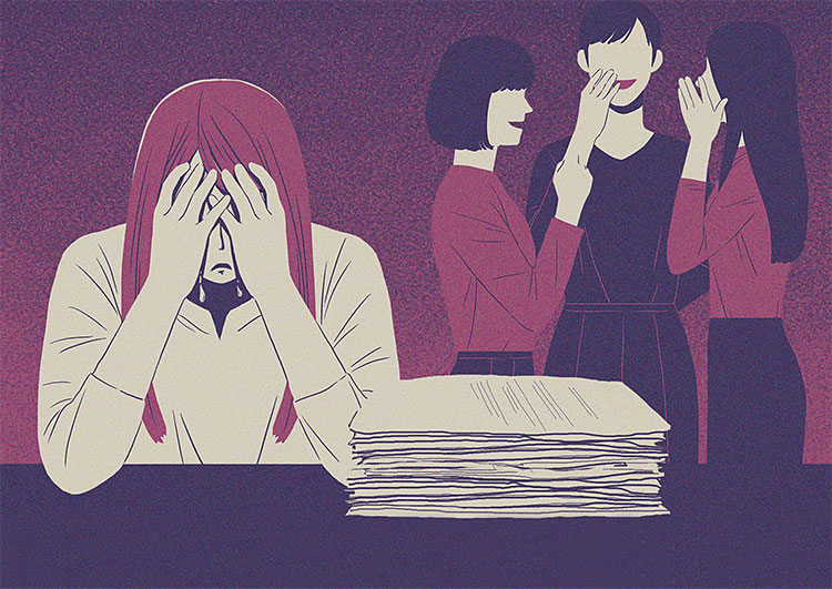 직장 내 괴롭힘은 ‘노동조사’를 진행하는 대표적인 영역 중 하나다.
성희롱, 영업비밀 침해, 내부 직원 비리 등도 회사 내에서 많이 일어나는 사건이다. 일러스트=이은현
