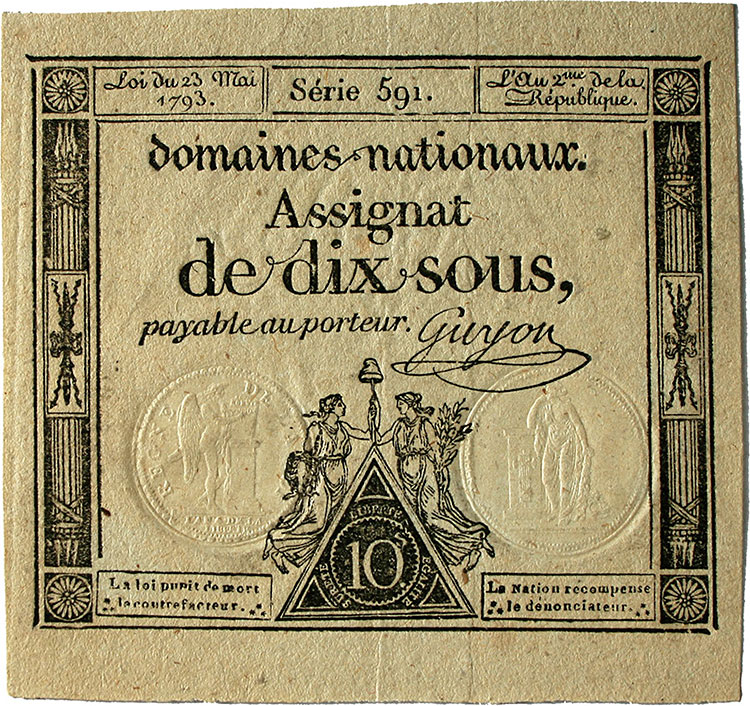 프랑스혁명과 당시 발행된 ‘아시냐(Assignat)’.
사진 셔터스톡