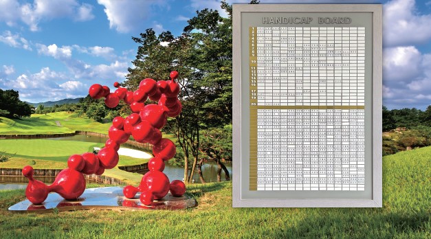 회원들의 핸디캡을 누구나 볼수 있게 공지하고 있는 충남 천안 우정힐스 컨트리클럽. 사진 민학수 기자