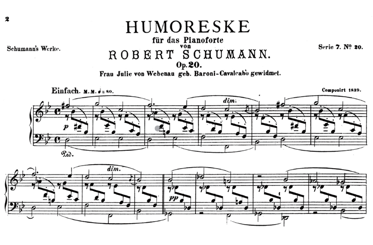 슈만의 ‘후모레스케’ 중 ‘단순하게’ 도입부 악보. /안종도