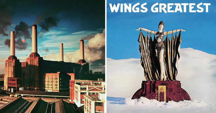 핑크 플로이드의 명반 ‘Animals’의 표지(왼쪽)와 윙스의 1978년 ‘베스트 모음집(Wings Greatest)’ 표지. /엑스