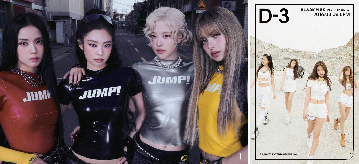 <1> 블랙핑크 ‘데드라인’ 월드 투어 시작과 함께 공개된, 디지털 싱글 ‘뛰어(Jump)’. /사진 YG엔터테인먼트
<2> 2016년 8월 8일에 데뷔하며 K-팝 걸 그룹의 새 시대를 연 블랙핑크. /사진 YG엔터테인먼트
