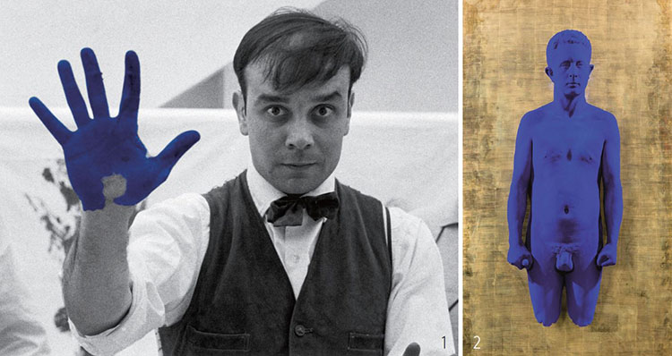 1 피터 모렐리의 영화 '프랑스의 심장박동' 촬영을 기념하는 1961년의 이브 클랭. /사진 이브 클랭 아카이브 
2 이브 클랭, 'PR 3', 1962. /사진 소더비